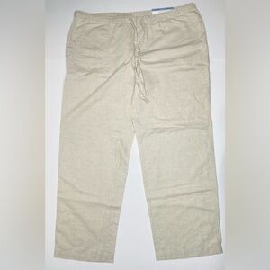 NWT Linen Cotton Liz Claiborne Pull on Khaki Color Pants Sz XL
